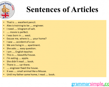 30 Sentences of Articles in English
