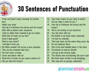 30 Sentences of Punctuation in English