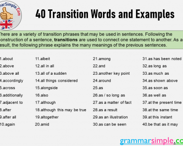 40 Transition Words and Examples in English