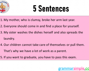 5 Sentences, English Example Sentences
