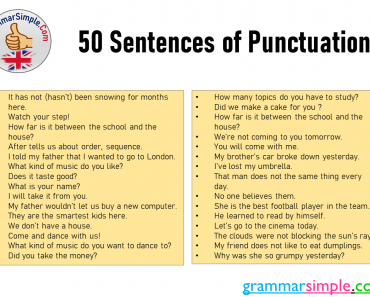 50 Sentences of Punctuation in English