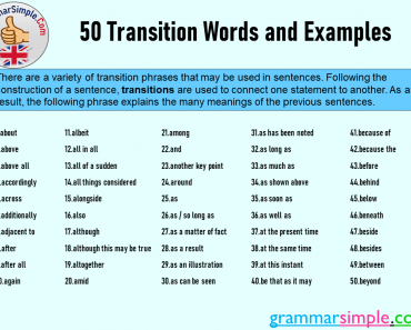 50 Transition Words and Examples in English