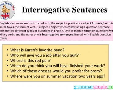 Interrogative Sentence, Definition and Example Sentences
