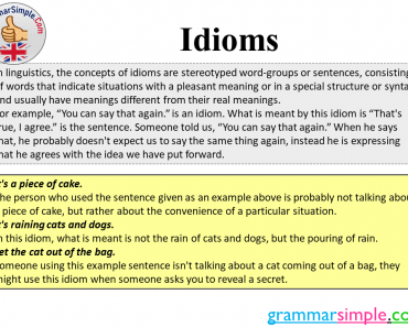What is Idiom? Definition and Example Sentences with Idioms