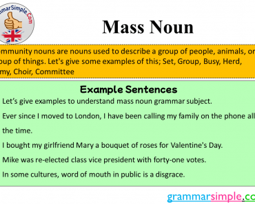 What is Mass Noun? Mass Noun Definition and Example Sentences