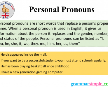 What is Personal Pronoun? Personal Pronouns List and Example Sentences