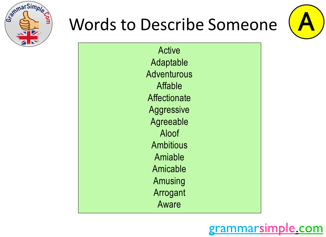 Person describe adjective to 100 Words