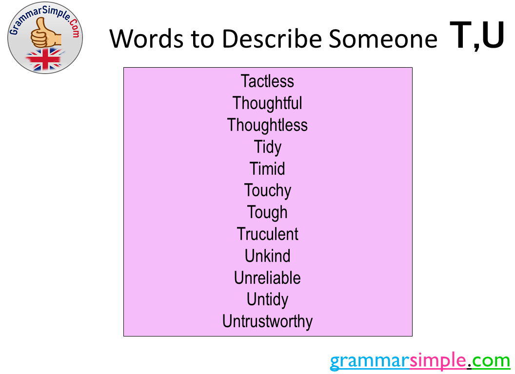 Person describe adjective to An Extensive