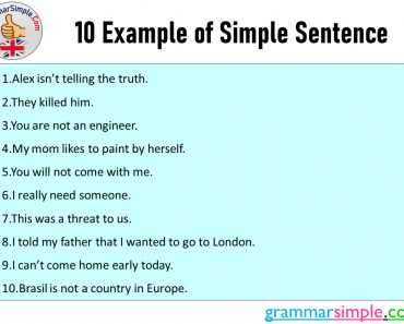 10 Example of Simple Sentence in English