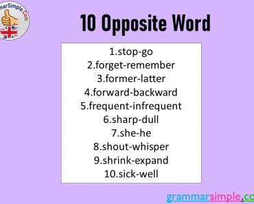10 Opposite Word List in English