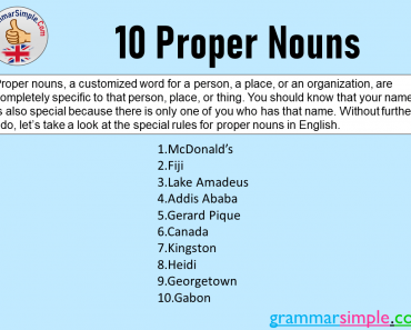 10 Proper Nouns List and Definition