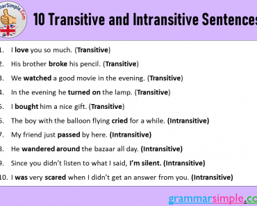 10 Transitive and Intransitive Sentences in English