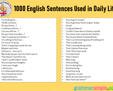 1000 English Sentences Used in Daily Life