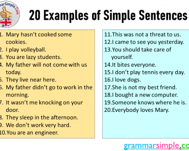 20 Examples of Simple Sentences in English