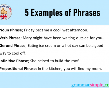 5 Examples of Phrases, Phrases Sentences in English