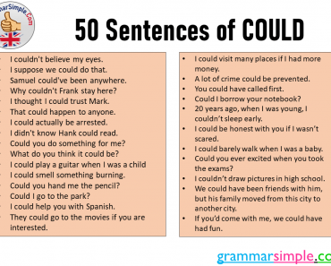50 Sentences of Could, Examples Sentences with Could