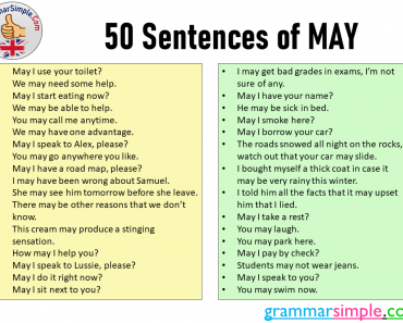 50 Sentences of May, Examples Sentences with May