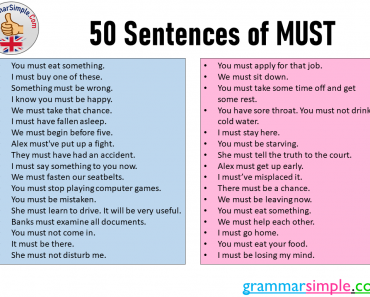 50 Sentences of Must, Example Sentences with Must