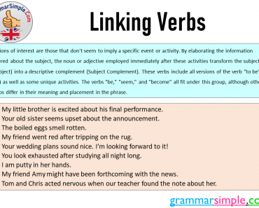 What are The Linking Verbs? Linking Verbs Examples and Sentences