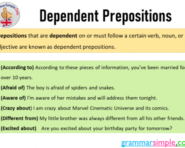 What is the Dependent Preposition? Definition and Dependent Prepositions Example Sentences