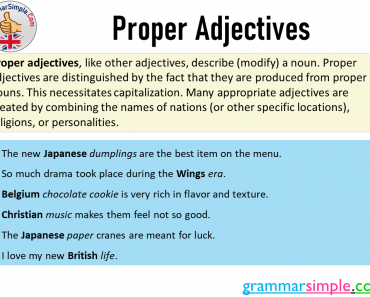What is the Proper Adjective? Definition and Proper Adjectives Example Sentences