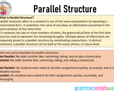 Parallel Structure Sentence Examples, Parallel Structure Definition and Meaning